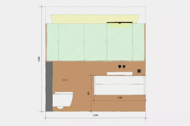 Entwurfszeichnung Badezimmer